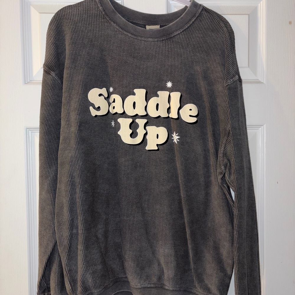 Gray 'Saddle Up' Sweatshirt